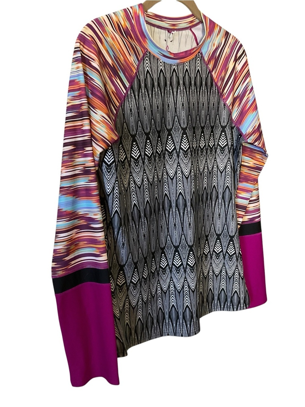 Prana Long Sleeve Rash Guard Swim Top Multicolor Print Size Medium - Picture 4 of 9